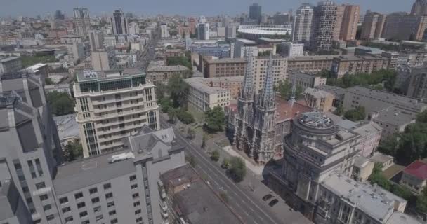 Aerial Церковь Святого Николая Киев Католическая Церковь Святого Николая Высоты — стоковое видео