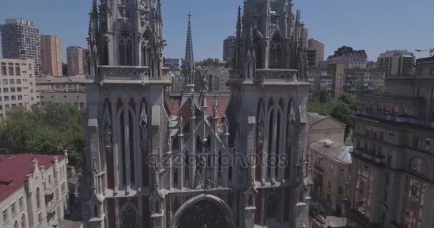 Antenowe Kościół Kijów Katolicki Kościół Świętego Mikołaja Wysokości Lotu Ptaka — Wideo stockowe