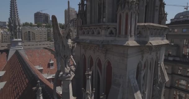 Antenn Kyrkan Nicholas Kiev Katolska Kyrkan Nicholas Från Höjden Fågels — Stockvideo