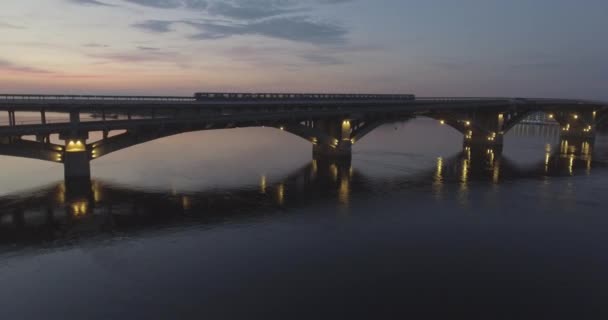 Aerial Ucrânia Cidade Kiev Chegada Metrô Para Estação Dnieper 2017 — Vídeo de Stock