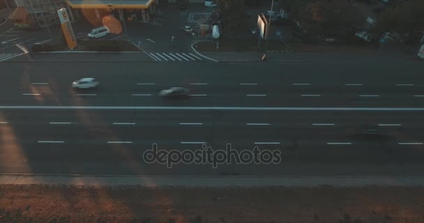 Aerial Gader Højhuse Ved Solopgang Sommer Morgen Bybillede Fra Fugleperspektiv – Stock-video