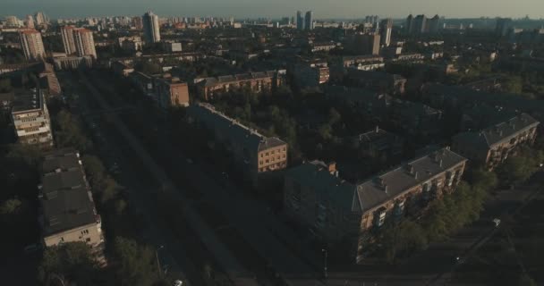 Paesaggio Urbano Della Città Vecchia Aerea Paesaggio Urbano Kiev Dall — Video Stock