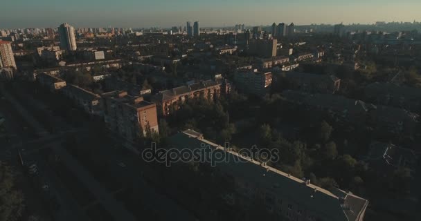 Kentsel Peyzaj Eski Şehir Hava Cityscape Kiev Yukarıdan Yaz Gecesi — Stok video