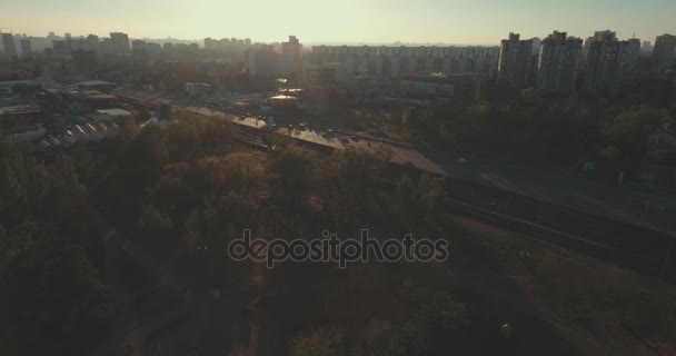 Paysage Urbain Vieille Ville Aérien Paysage Urbain Kiev Haut Soirée — Video