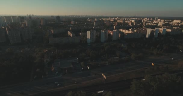 Stedelijk Landschap Van Oude Stad Vanuit Lucht Stadsgezicht Van Kiev — Stockvideo