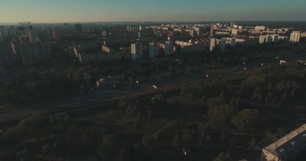 Urban Landscape Old City Aerial Cityscape Kiev Summer Evening Sunset — Stock Video