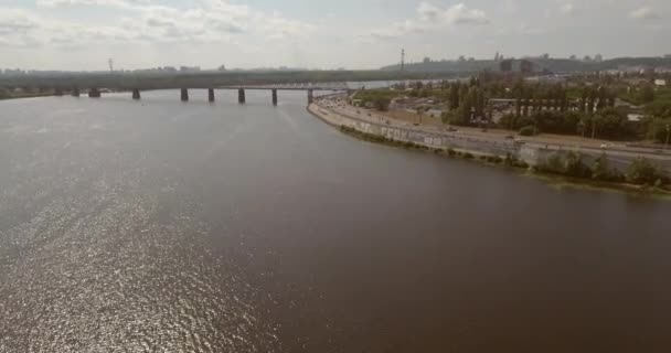 Paesaggio Urbano Ponte Mosca Kiev Fotografia Aerea Ponte Una Giornata — Video Stock