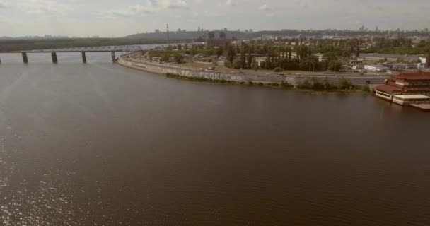 Paisagem Cidade Ponte Moscou Kiev Fotografia Aérea Uma Ponte Dia — Vídeo de Stock