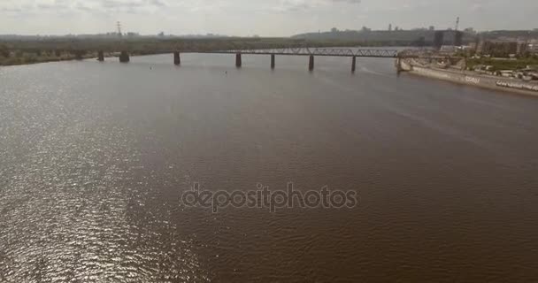 Pejzaż Miasta Most Moskwa Kijów Fotografia Lotnicza Mostu Słoneczny Letni — Wideo stockowe