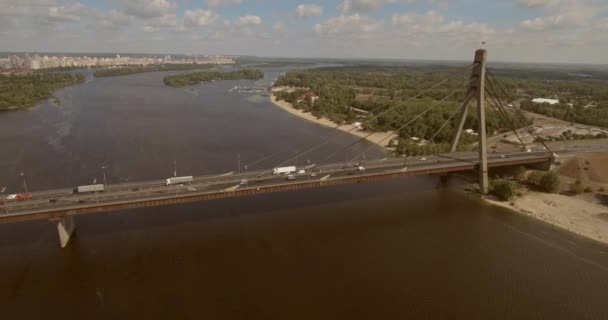 Paisagem Cidade Ponte Moscou Kiev Fotografia Aérea Uma Ponte Dia — Vídeo de Stock