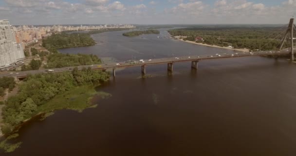 Πόλη Τοπίο Γέφυρα Μόσχα Κίεβο Αεροφωτογραφίες Από Μια Γέφυρα Μια — Αρχείο Βίντεο