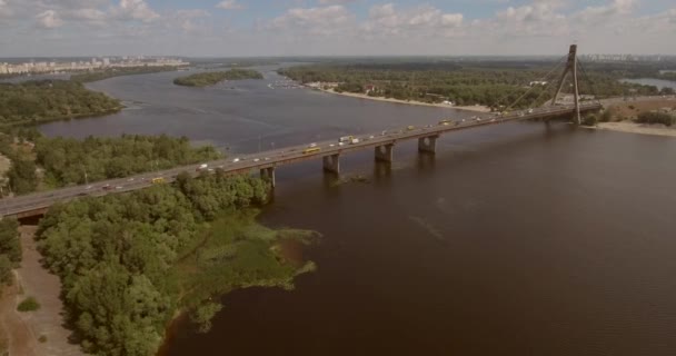 Paesaggio Urbano Ponte Mosca Kiev Fotografia Aerea Ponte Una Giornata — Video Stock