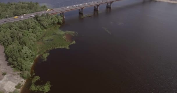 Město Krajiny Moskva Most Kyjev Letecká Fotografie Mostu Letní Slunečný — Stock video