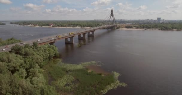City Landscape Moscow Bridge Kiev Aerial Photography Bridge Summer Sunny — Stock Video