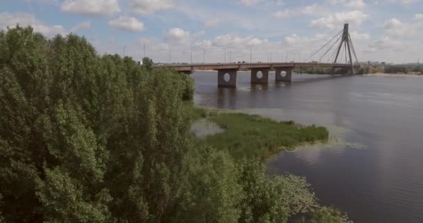 Paisaje Urbano Puente Moscú Kiev Fotografía Aérea Puente Día Soleado — Vídeo de stock