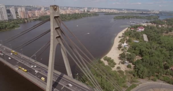 Stad Landschap Brug Moskou Kiev Luchtfoto Van Een Brug Een — Stockvideo