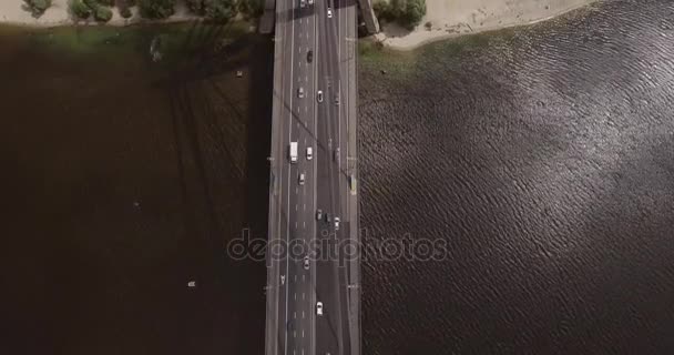 City Landscape Moscow Bridge Kiev Aerial Photography Bridge Summer Sunny — Stock Video