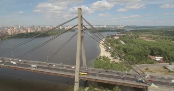 Stad Landschap Brug Moskou Kiev Luchtfoto Van Een Brug Een — Stockvideo