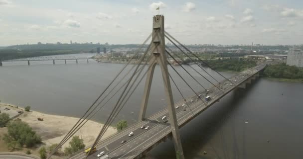 Stad Landschap Brug Moskou Kiev Luchtfoto Van Een Brug Een — Stockvideo