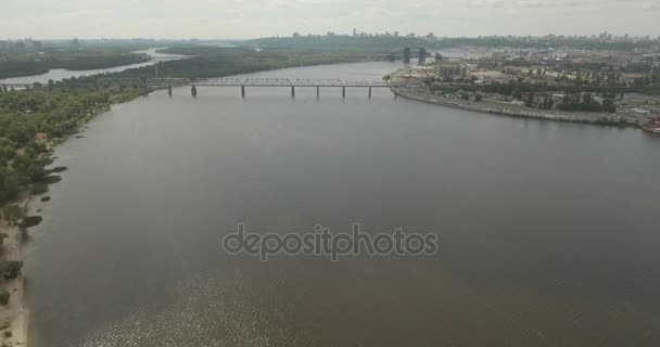 Stad Landschap Brug Moskou Kiev Luchtfoto Van Een Brug Een — Stockvideo