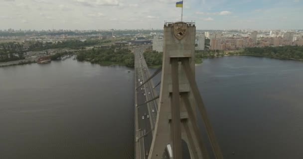 Πόλη Τοπίο Γέφυρα Μόσχα Κίεβο Αεροφωτογραφίες Από Μια Γέφυρα Μια — Αρχείο Βίντεο