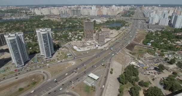 Antenne Der Südbrücke Stadt Kyiv Ukraine Südbrücke Stadt Kiev Der — Stockvideo