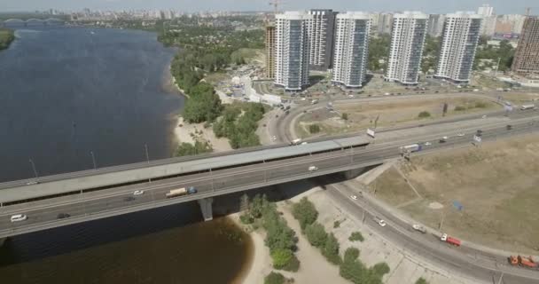 Antenne Der Südbrücke Stadt Kyiv Ukraine Südbrücke Stadt Kiev Der — Stockvideo