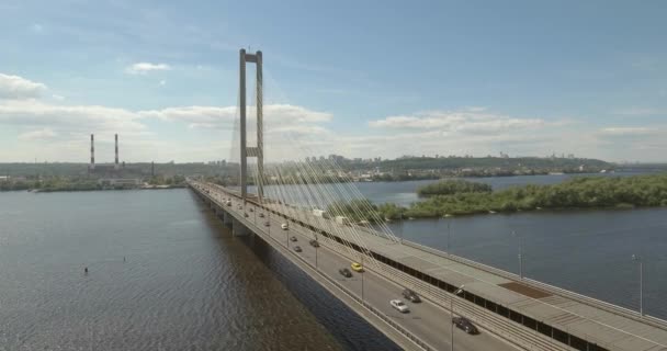 Luchtfoto Van Zuid Brug Stad Kiev Oekraïne South Bridge Stad — Stockvideo