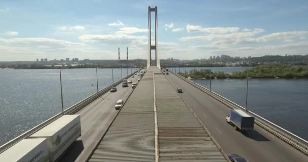 Güney Köprüsü Şehir Kiev Ukrayna Hava Güney Köprüsü Kiev Şehir — Stok video