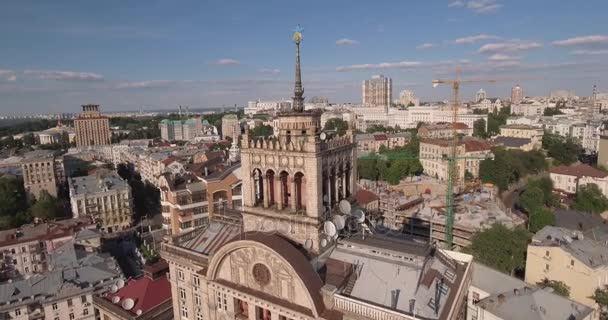 Panorama Miasta Kijowa Fotografii Lotniczej Panoramę Miasta Lotu Ptaka Architektura — Wideo stockowe