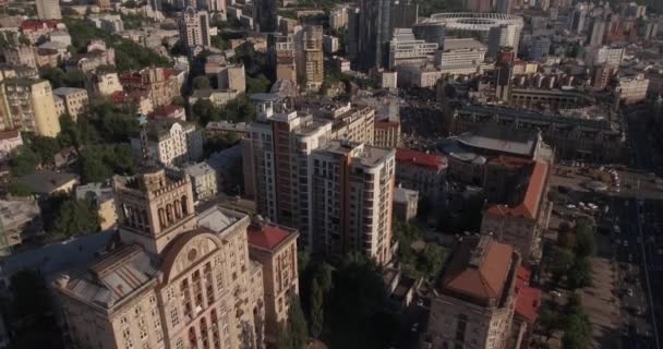 Antenn Kiev Independence Square Flygfotografering Augusti 2017 Stadslandskapet Från Höjd — Stockvideo