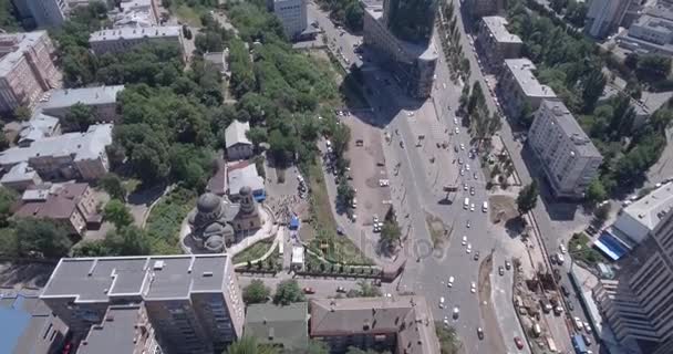 Kijev 2017 Július Üveg Felhőkarcoló Növekvő Légi Felvétel Fényvisszaverő Office — Stock videók
