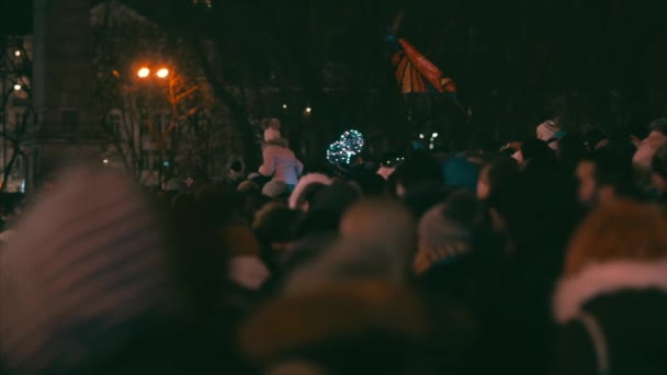 Ljus Mot Himlen Stor Orkester Jul Välgörenhet Warszawa Polen 2018 — Stockvideo