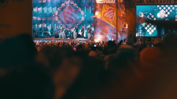 Luz Para Céu Grande Orquestra Caridade Natal Varsóvia Polônia 2018 — Vídeo de Stock