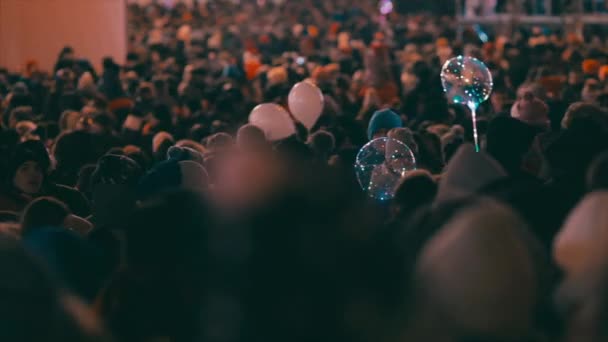 Ljus Mot Himlen Stor Orkester Jul Välgörenhet Warszawa Polen 2018 — Stockvideo