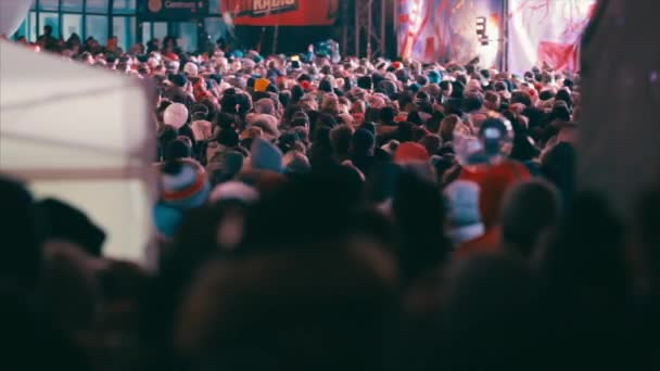 Ljus Mot Himlen Stor Orkester Jul Välgörenhet Warszawa Polen 2018 — Stockvideo