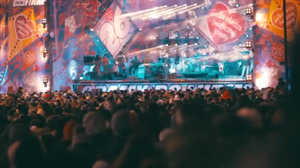 Luz Para Céu Grande Orquestra Caridade Natal Varsóvia Polônia 2018 — Vídeo de Stock