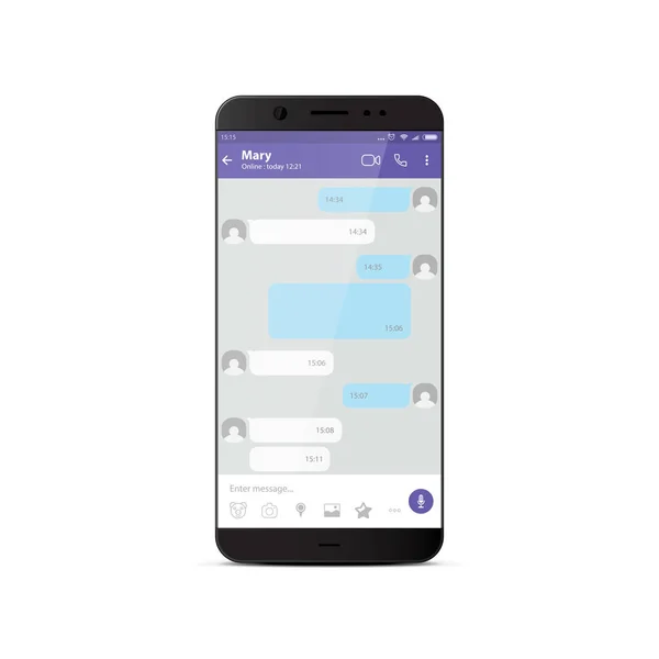 Moderna smartphone med messenger-fönstret — Stock vektor