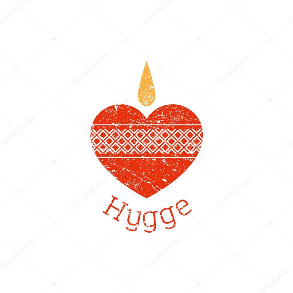 red heart with hygge word