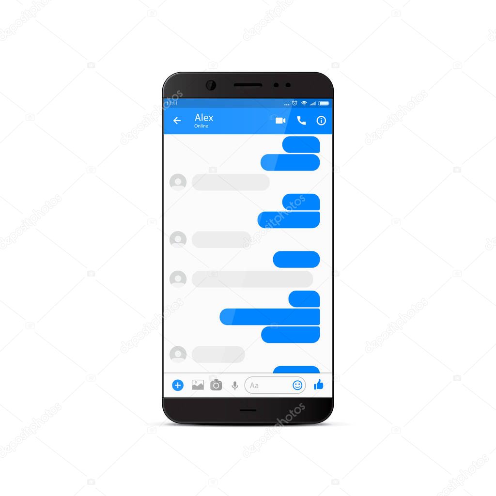 Modern smartphone with messenger window
