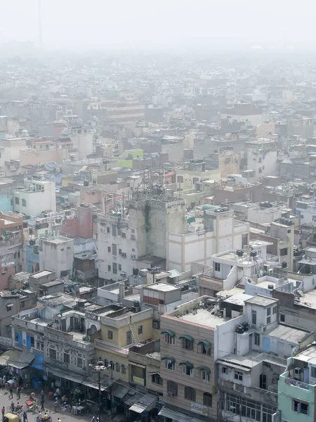 ภาพรวมทางอากาศ ศูนย์กลางของเมืองเก่าเดลี ประเทศอินเดีย . — ภาพถ่ายสต็อก