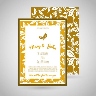 çiçek desenli düğün davetiyesi