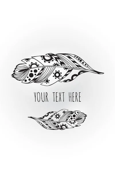 Vector de mano dibujar pluma de pájaro — Vector de stock