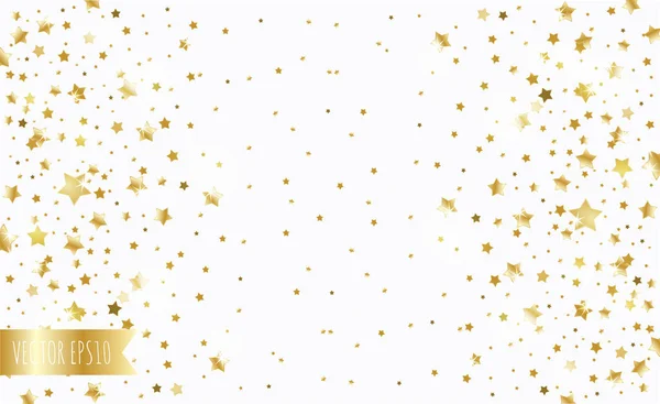 Étoiles tombantes dorées sur fond blanc — Image vectorielle