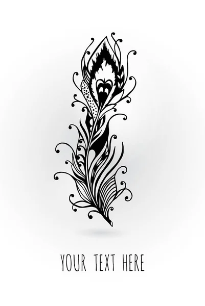Pluma del pavo real. Ilustración de dibujo a mano — Archivo Imágenes Vectoriales