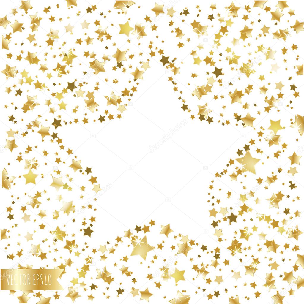 golden falling stars on a white background