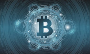 Dijital bitcoin şifreleme para birimi vektör arkaplanı.