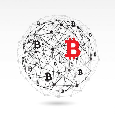 Dijital bitcoin şifreleme para birimi vektör arkaplanı.