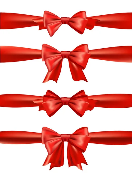 Set van rood satijn bogen. Vector linten voor gift. — Stockvector