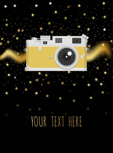 Retro camera or vintage camera in a flat style on a grey background. — Stock Vector